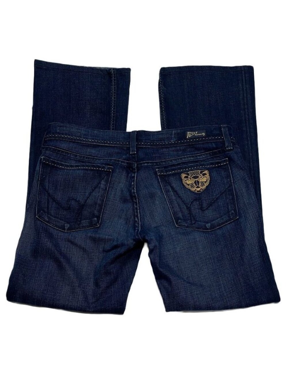 Citizens Of Humanity Dark Wash Bootcut Jeans With Gold Embroidered Back Pocket D
